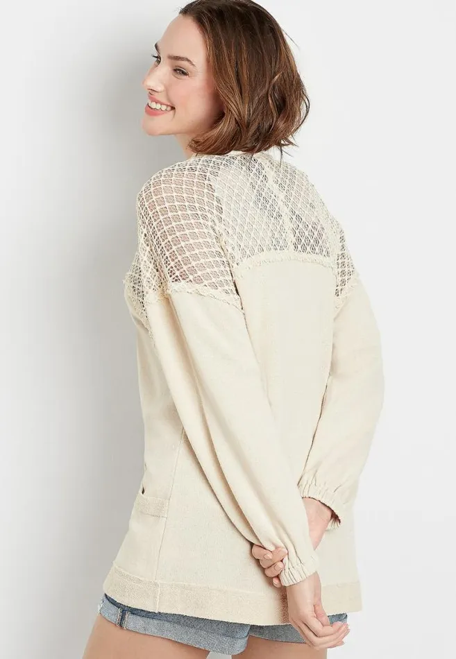 Women Crochet Open Front Cardigan Maurices Tops