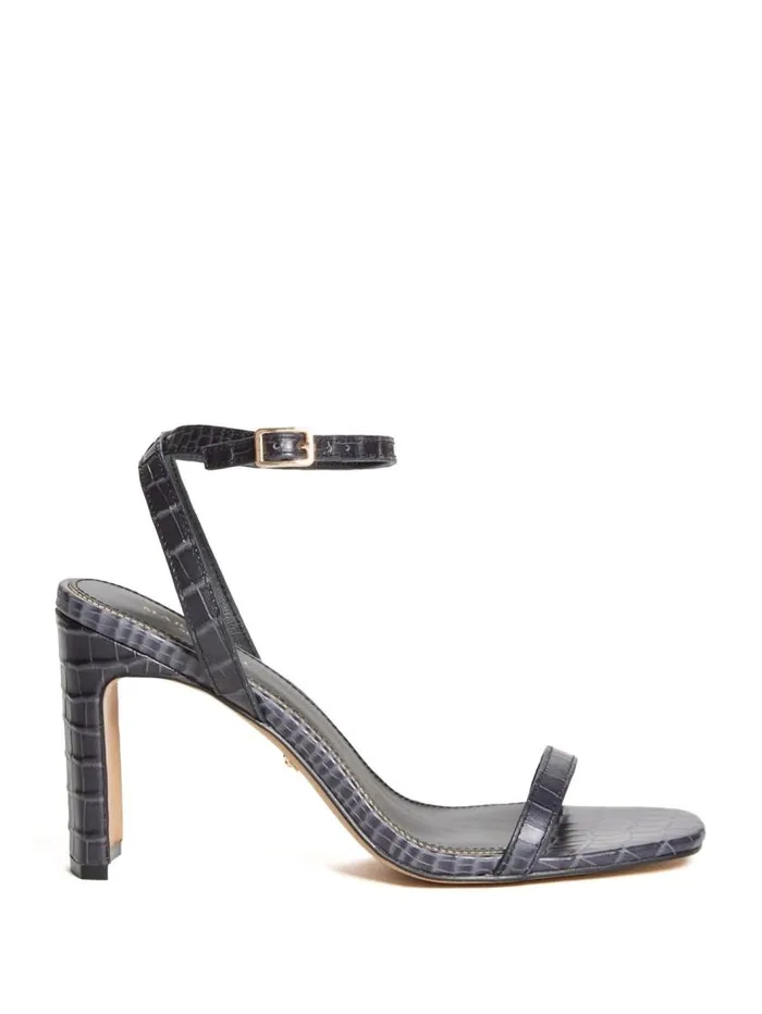 Women Crocodile Ankle Strap Heeled Sandal Silk Blue Marciano Shoes Women Crocodile Ankle Strap Heeled Sandal Silk Blue Marciano Shoes