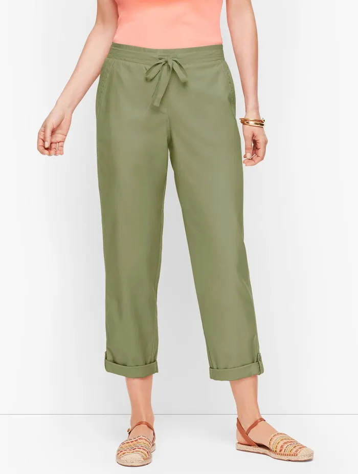 Women Crops Talbots Soft Twill Slim Leg Crop Pants Clay Pebble