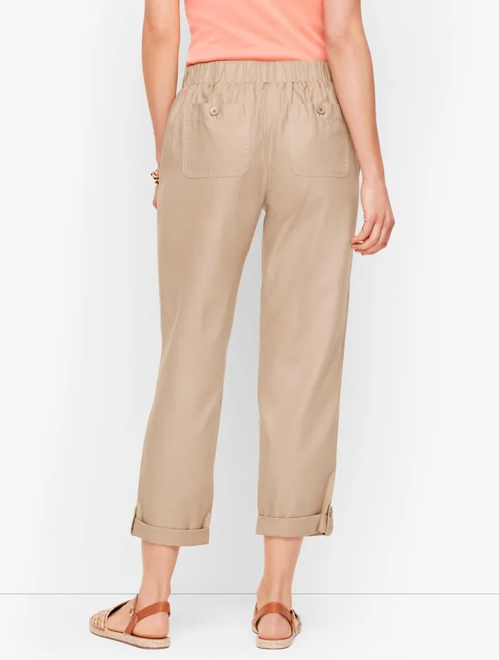 Women Crops Talbots Soft Twill Slim Leg Crop Pants Clay Pebble