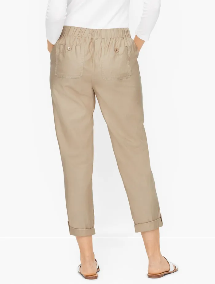 Women Crops Talbots Soft Twill Slim Leg Crop Pants Clay Pebble