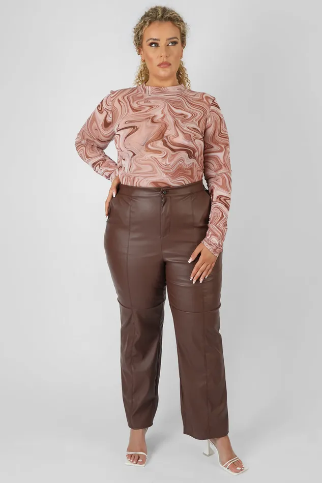 Women Curve Pu Seam Front Split Detail Trousers Chocolate Kaiia Brown Public Desire Trousers Women Curve Pu Seam Front Split Detail Trousers Chocolate Kaiia Brown Public Desire Trousers