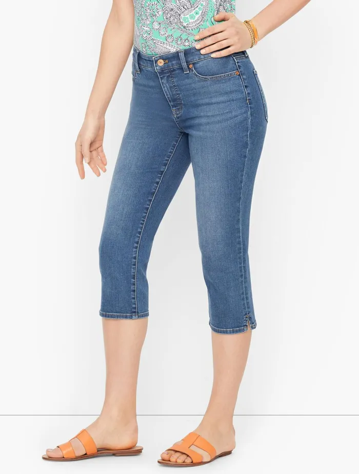 Women Curvy Fit Talbots Pedal Pusher Jeans Barrier Wash