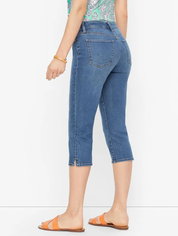 Women Curvy Fit Talbots Pedal Pusher Jeans Barrier Wash