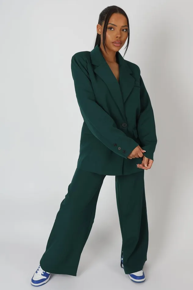 Women Dad Blazer Forest Green Kaiia Green Public Desire Two Piece Sets