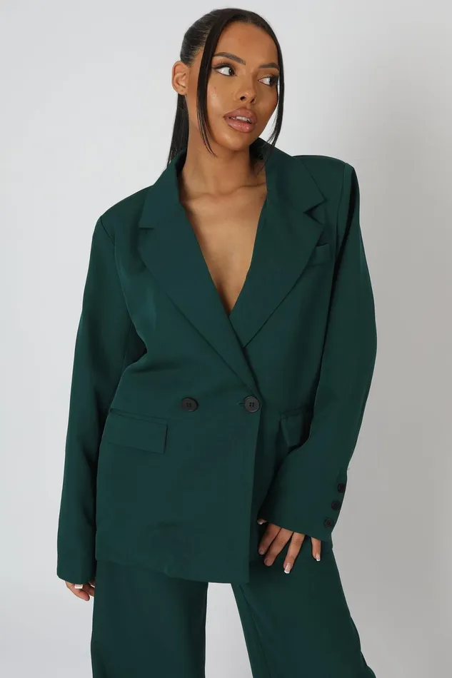Women Dad Blazer Forest Green Kaiia Green Public Desire Two Piece Sets