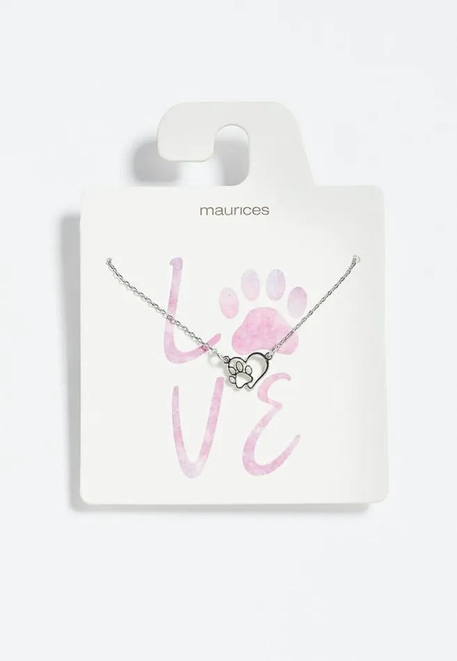 Women Dainty Heart Paw Necklace Maurices Jewelry