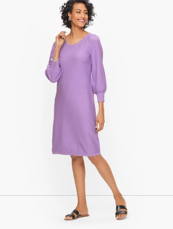 Women Day To Night Talbots Bishop Sleeve Sweater Dress Black