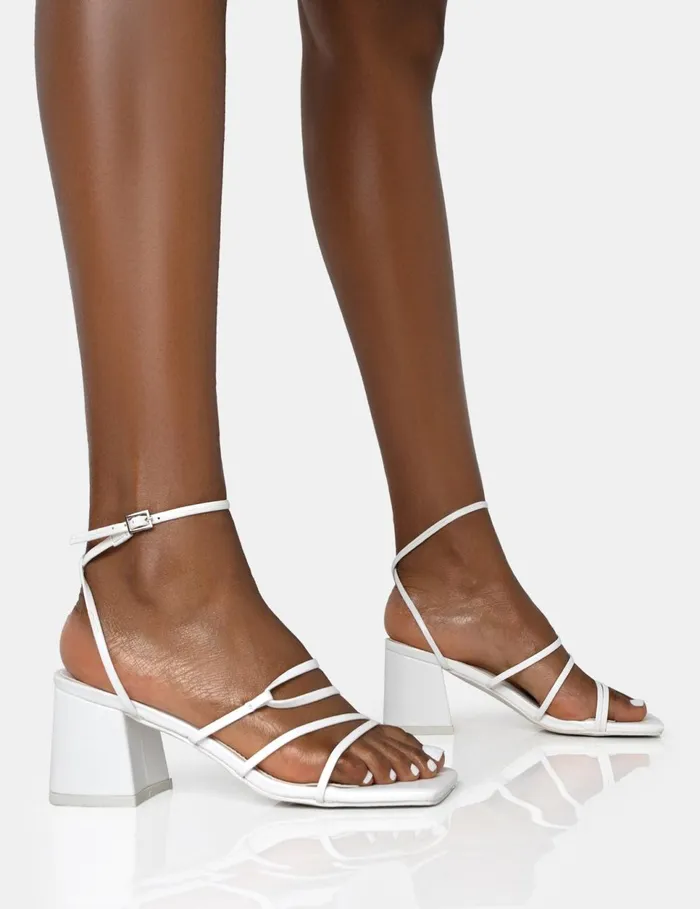 Women Dayla Wide Fit White PU Strappy Square Toe Block Mid Heel Sandals White Public Desire Wide Fit Heels Women Dayla Wide Fit White PU Strappy Square Toe Block Mid Heel Sandals White Public Desire Wide Fit Heels