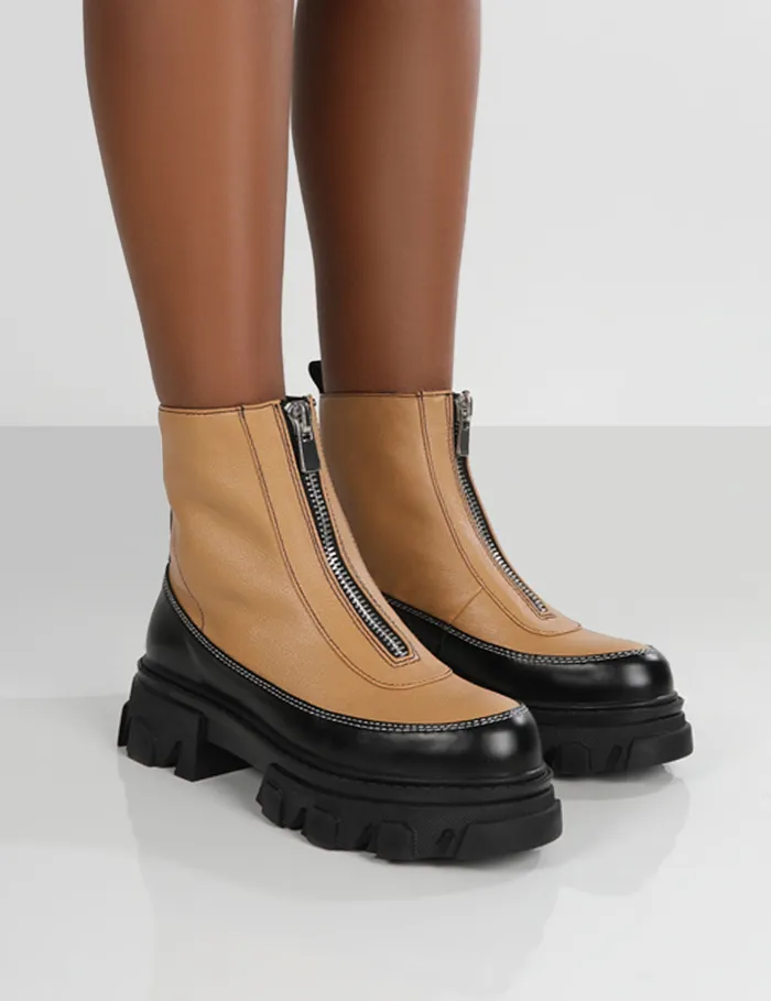 Women Direction Zip Front Chunky Sole Ankle Boot Brown Public Desire Ankle Boots Women Direction Zip Front Chunky Sole Ankle Boot Brown Public Desire Ankle Boots