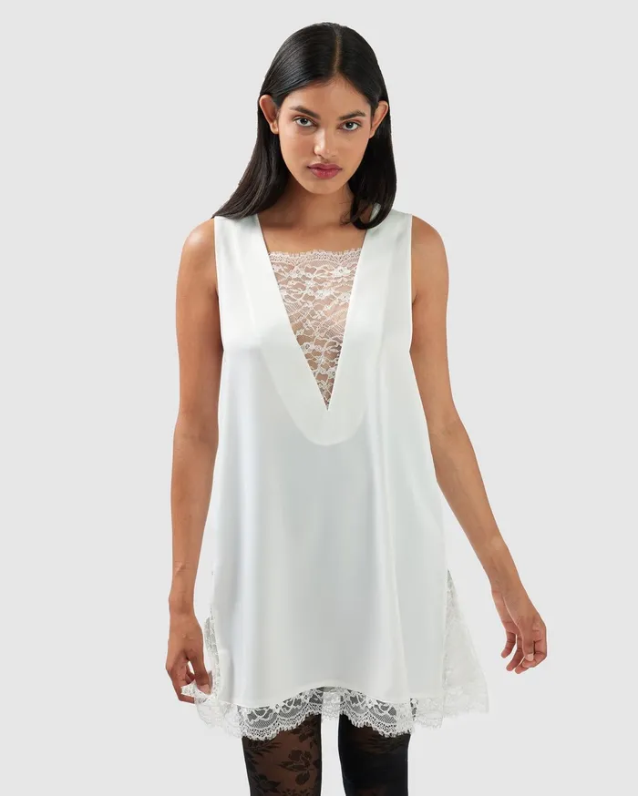 Women Dresses Belle and Bloom After Party Lace Mini Dress 8211 OffWhite