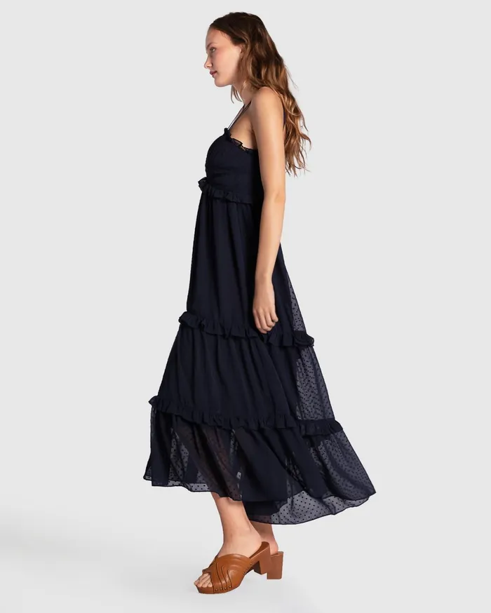 Women Dresses Belle and Bloom As It Was Tiered Midi Dress 8211 Navy