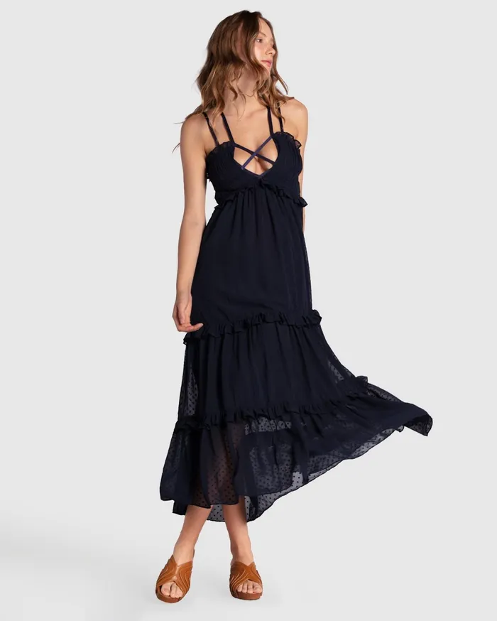Women Dresses Belle and Bloom As It Was Tiered Midi Dress 8211 Navy