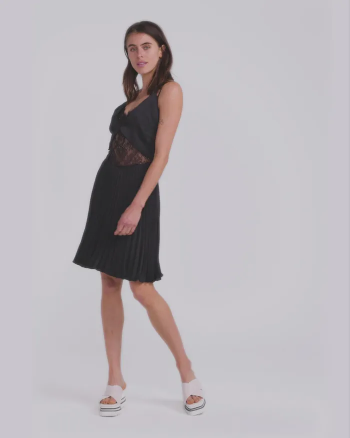 Women Dresses Belle and Bloom Feel It Still Lace Trim Mini Dress 8211 Black