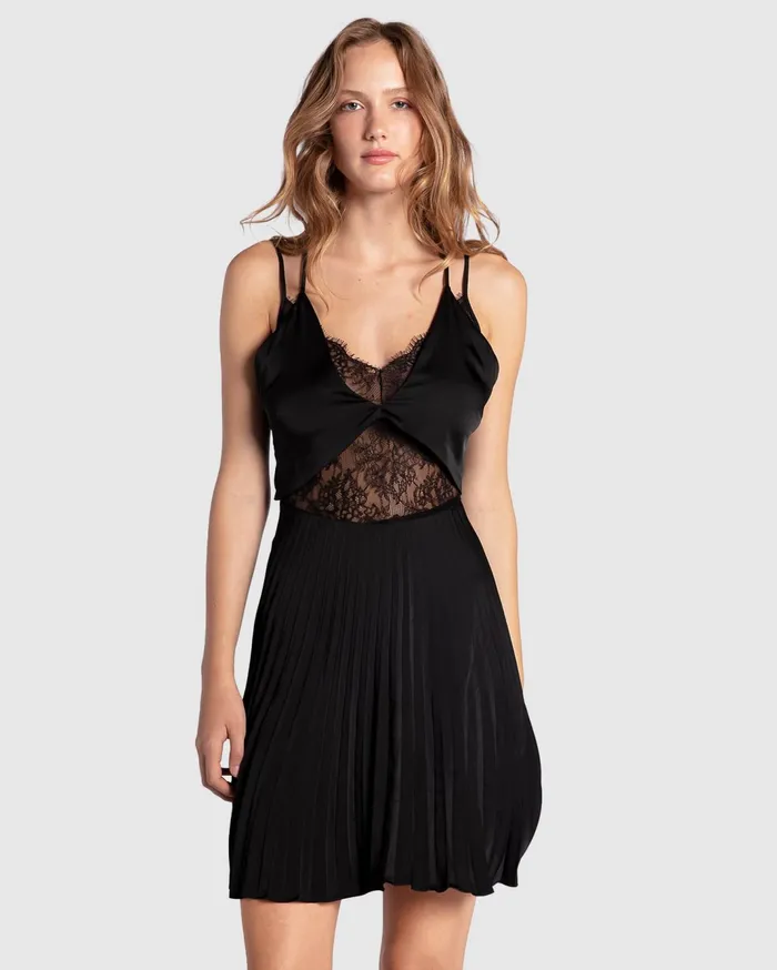 Women Dresses Belle and Bloom Feel It Still Lace Trim Mini Dress 8211 Black
