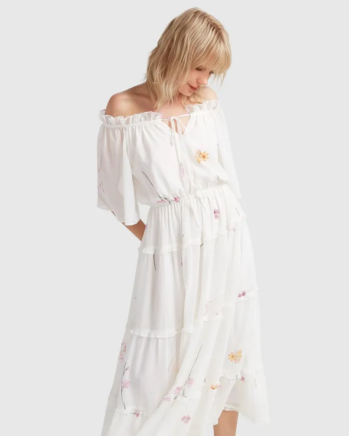 Women Dresses Belle and Bloom La Femme Tiered Maxi Dress 8211 White