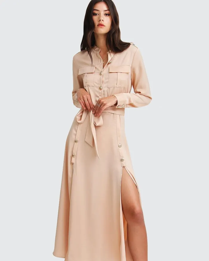 Women Dresses Belle and Bloom Lover To Lover Maxi Shirt Dress 8211 Champagne