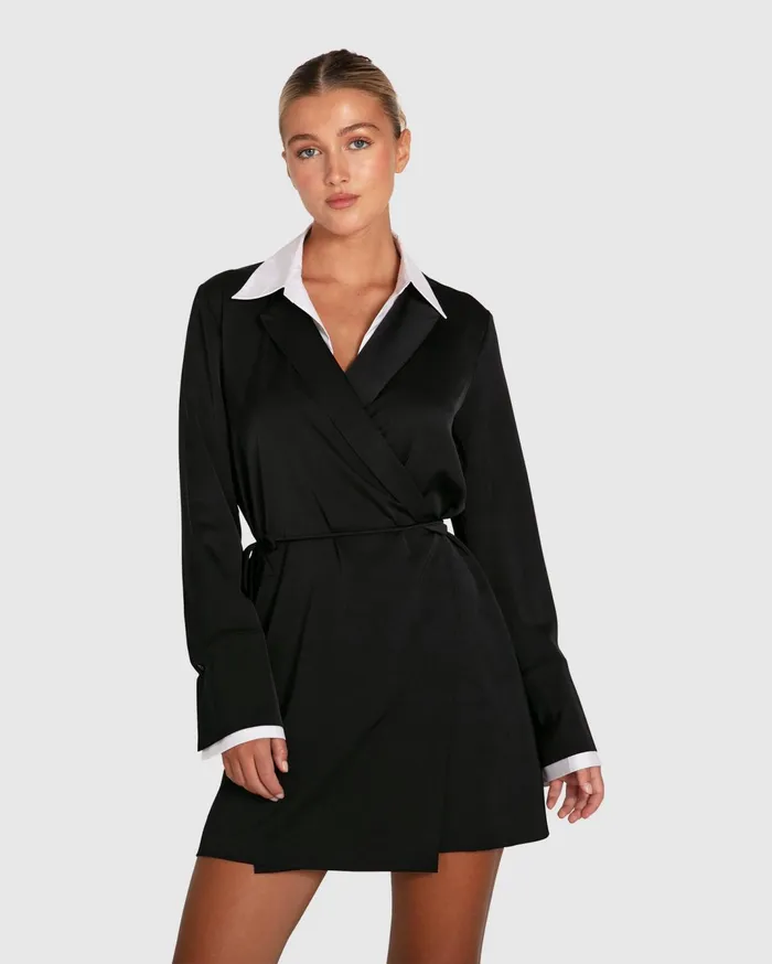 Women Dresses Belle and Bloom Make Me Feel Layered Shirt Dress 8211 BlackWhite