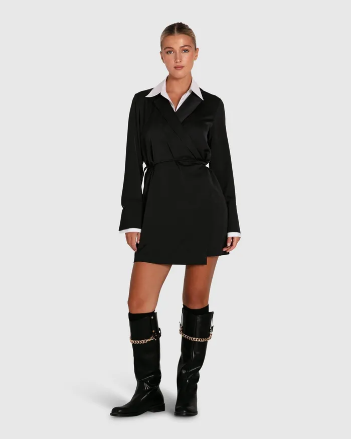 Women Dresses Belle and Bloom Make Me Feel Layered Shirt Dress 8211 BlackWhite