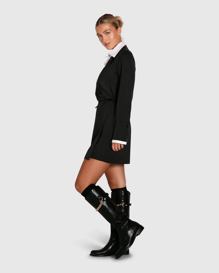 Women Dresses Belle and Bloom Make Me Feel Layered Shirt Dress 8211 BlackWhite