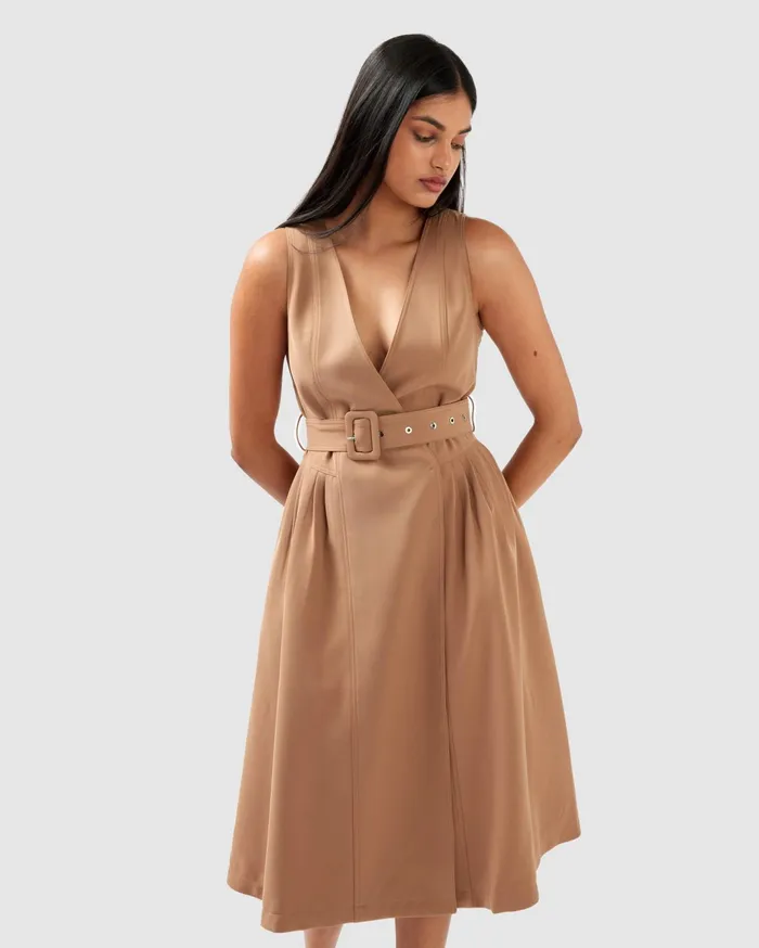 Women Dresses Belle and Bloom Miss Independence Midi Dress 8211 Camel