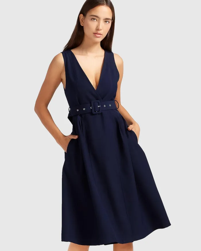 Women Dresses Belle and Bloom Miss Independence Midi Dress 8211 Navy