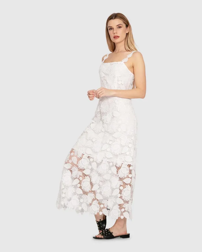 Women Dresses Belle and Bloom Songbird Lace Maxi Dress 8211 White