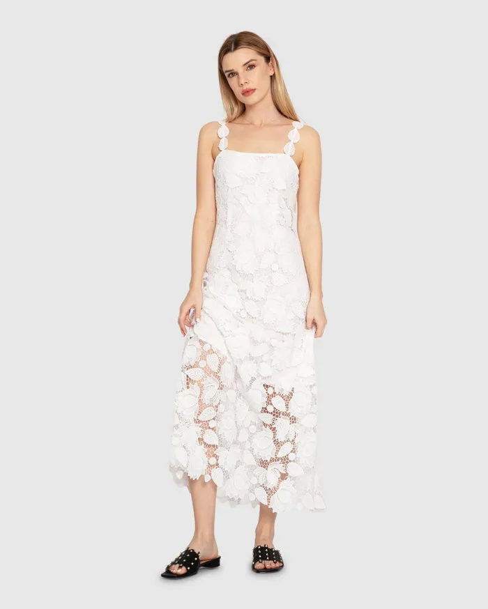 Women Dresses Belle and Bloom Songbird Lace Maxi Dress 8211 White