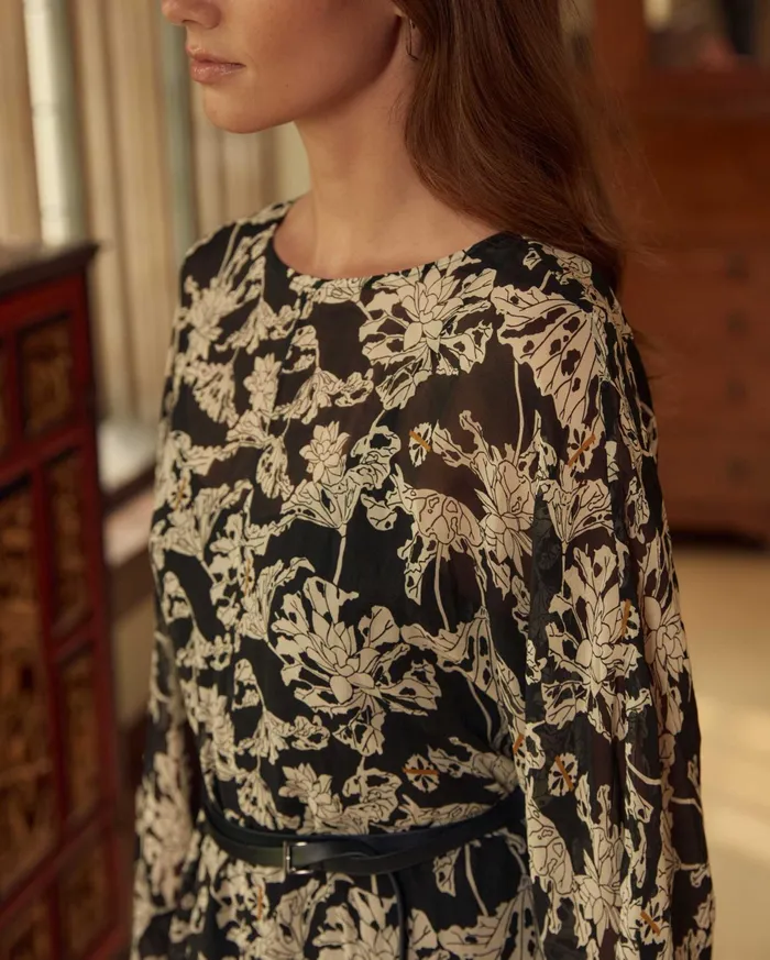 Women Dresses Billy Reid Sheer Zen Dress Blackwhite