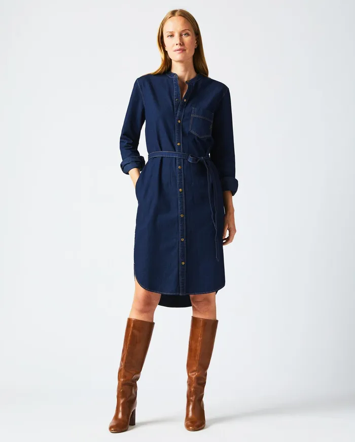 Women Dresses Billy Reid Shoals Denim Shirttail Dress Double Dye