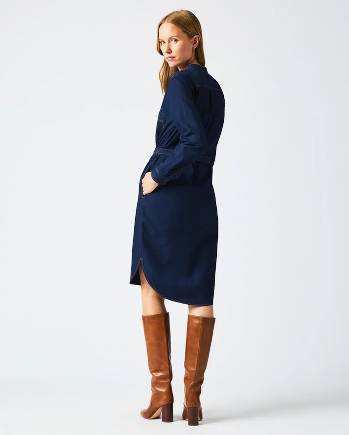 Women Dresses Billy Reid Shoals Denim Shirttail Dress Double Dye