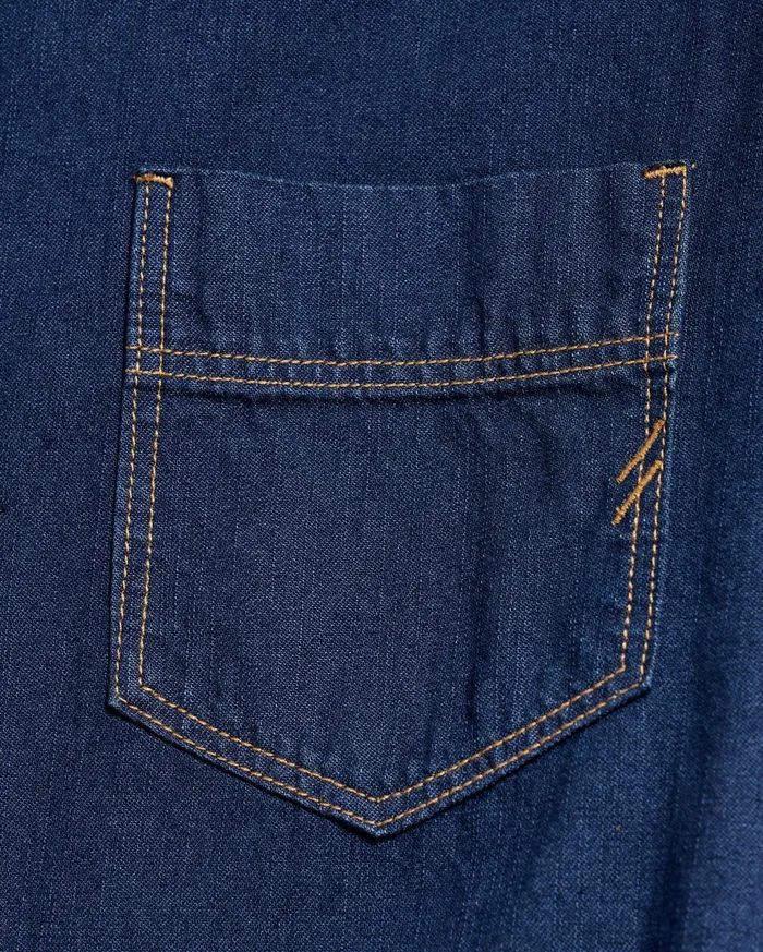 Women Dresses Billy Reid Shoals Denim Shirttail Dress Double Dye