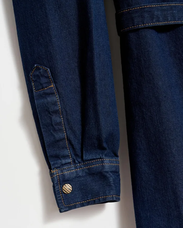 Women Dresses Billy Reid Shoals Denim Shirttail Dress Double Dye