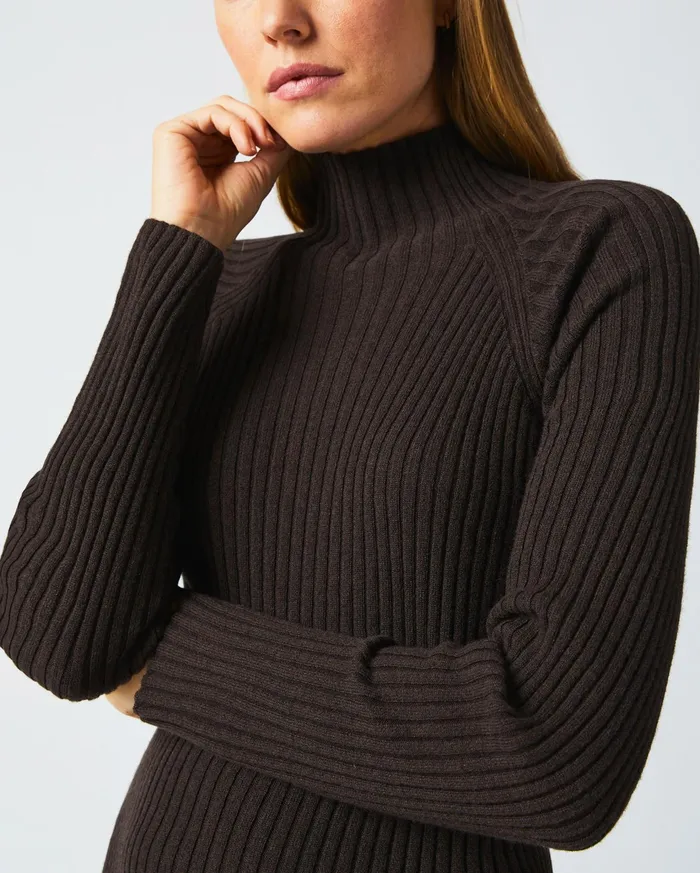 Women Dresses Billy Reid Turtleneck Sweater Dress Coffee Bean