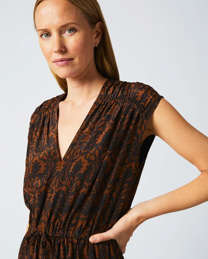 Women Dresses Billy Reid VNeck Maxi Dress Navybrown