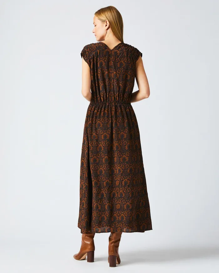 Women Dresses Billy Reid VNeck Maxi Dress Navybrown