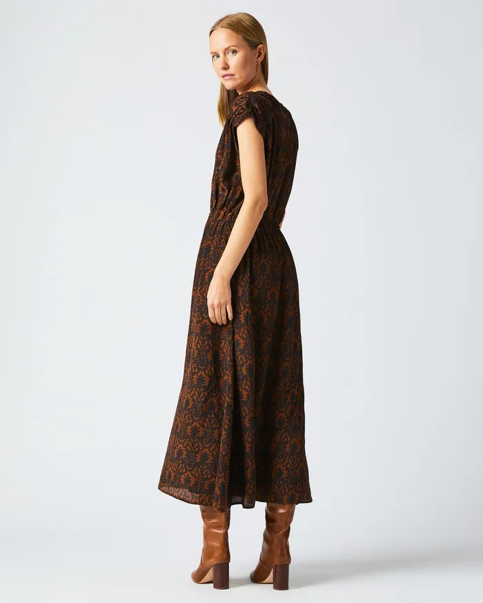 Women Dresses Billy Reid VNeck Maxi Dress Navybrown