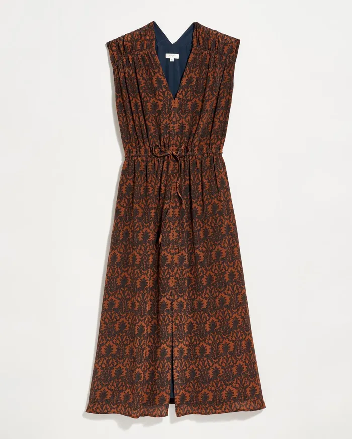 Women Dresses Billy Reid VNeck Maxi Dress Navybrown