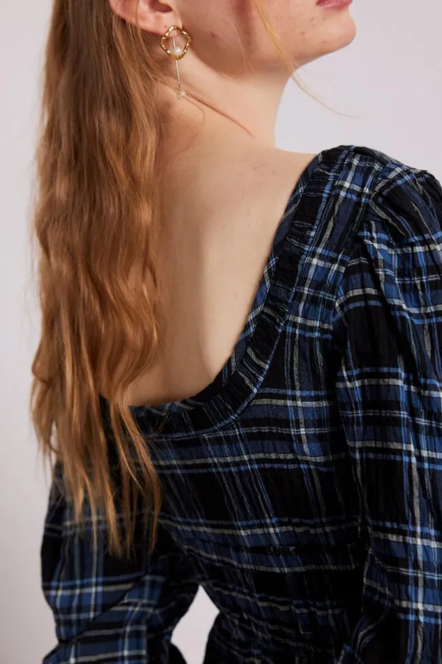 Women Dresses Damson Madder Dakota Midi Dress 8211 Blue Check