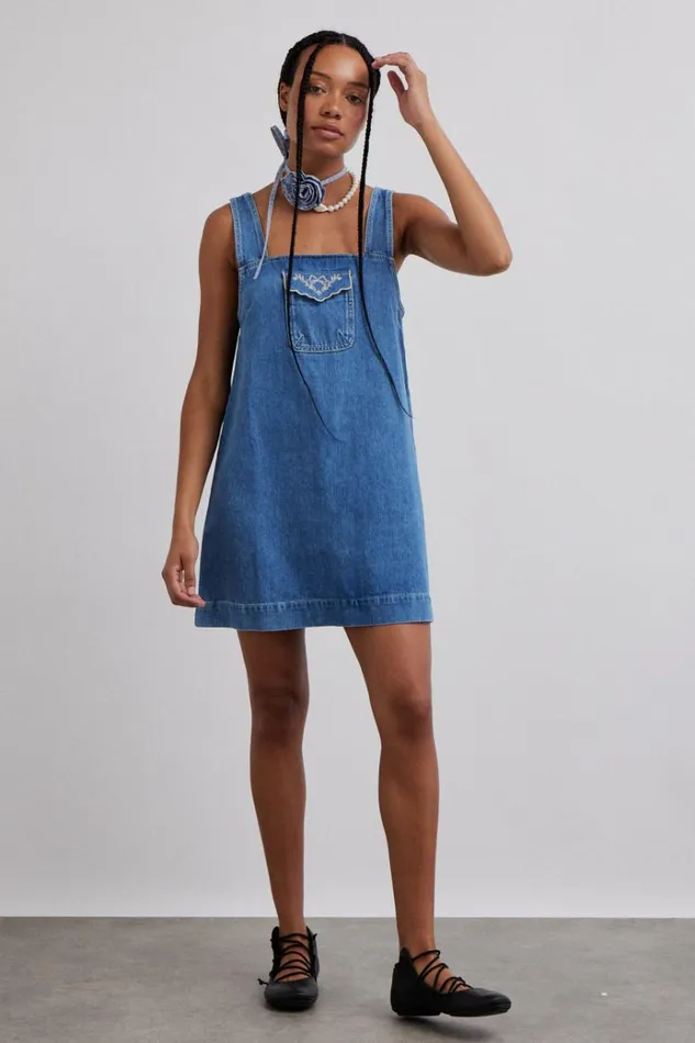 Women Dresses Damson Madder Nancy Mini Dress 8211 Organic Denim