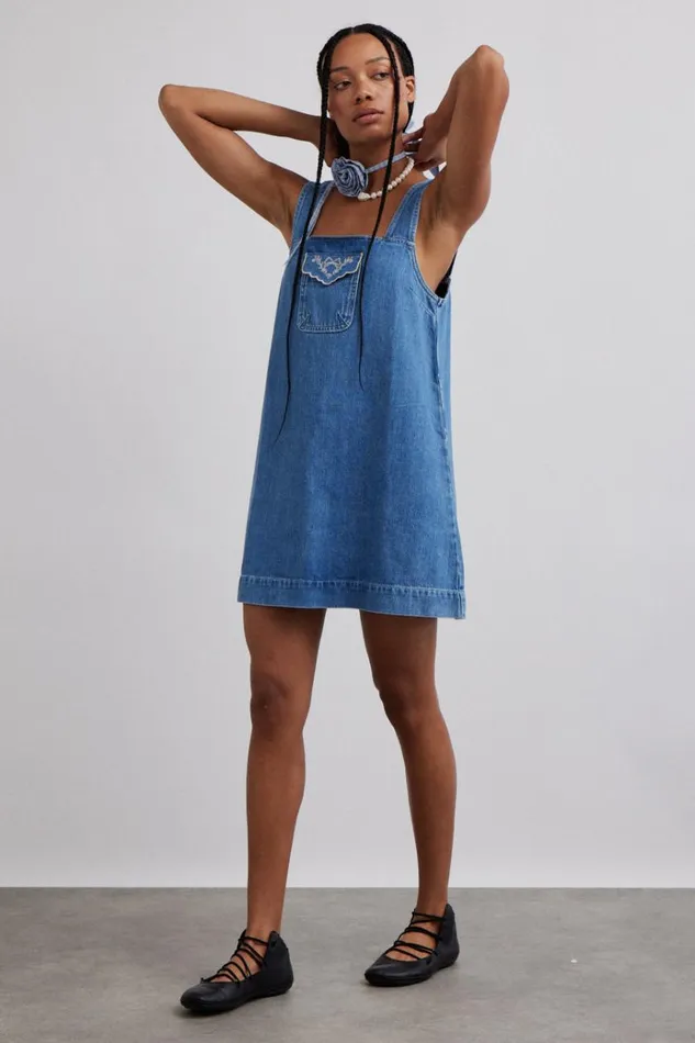 Women Dresses Damson Madder Nancy Mini Dress 8211 Organic Denim