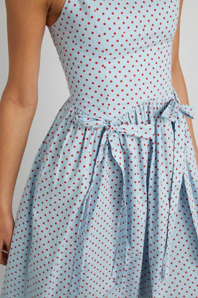Women Dresses Damson Madder Penelope Midi 8211 Blue and Red Spot