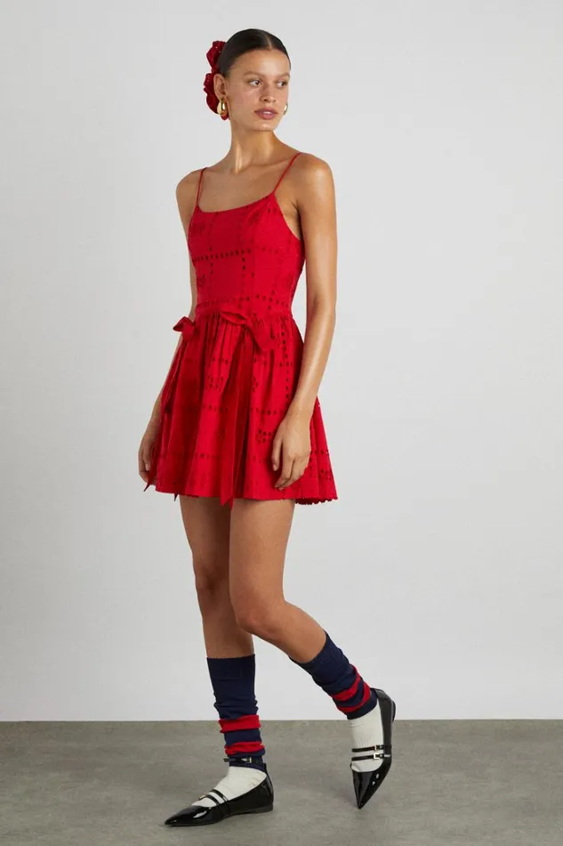 Women Dresses Damson Madder Penelope Mini 8211 Red Broderie