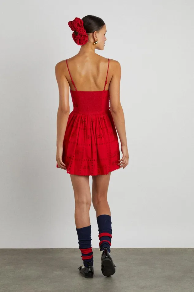 Women Dresses Damson Madder Penelope Mini 8211 Red Broderie