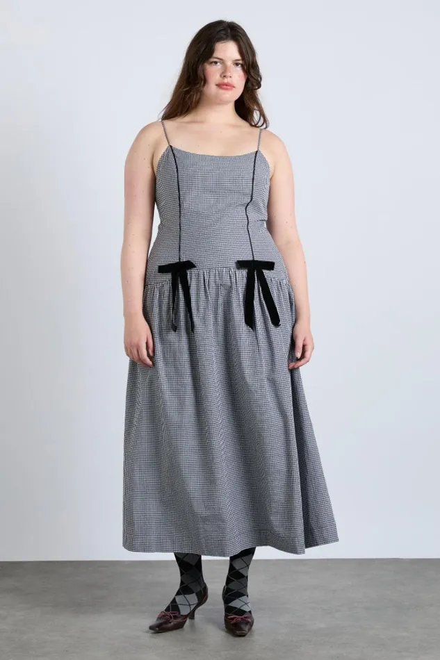 Women Dresses Damson Madder Persephone Midi Dress 8211 Black Gingham
