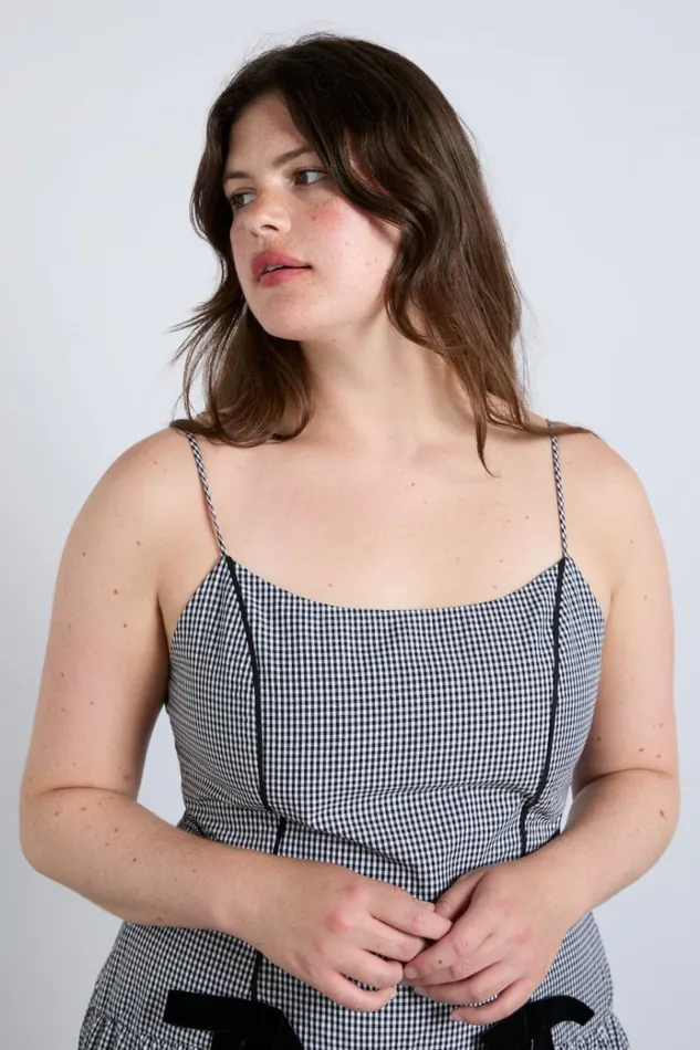 Women Dresses Damson Madder Persephone Midi Dress 8211 Black Gingham