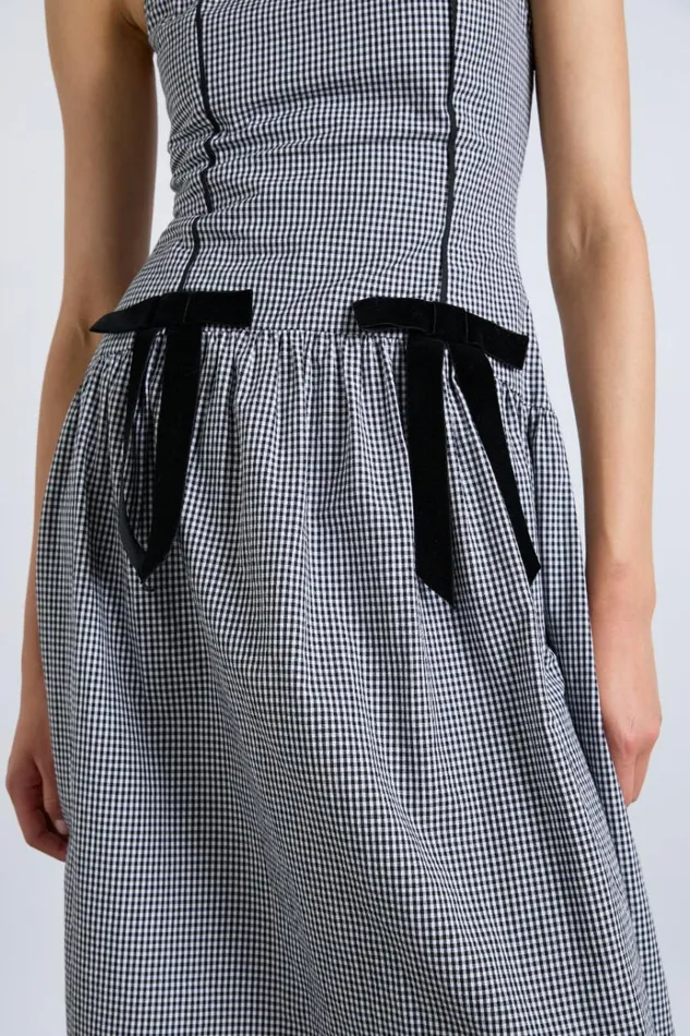 Women Dresses Damson Madder Persephone Midi Dress 8211 Black Gingham