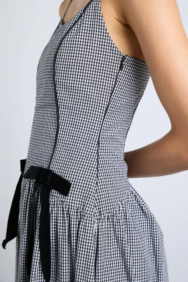 Women Dresses Damson Madder Persephone Midi Dress 8211 Black Gingham