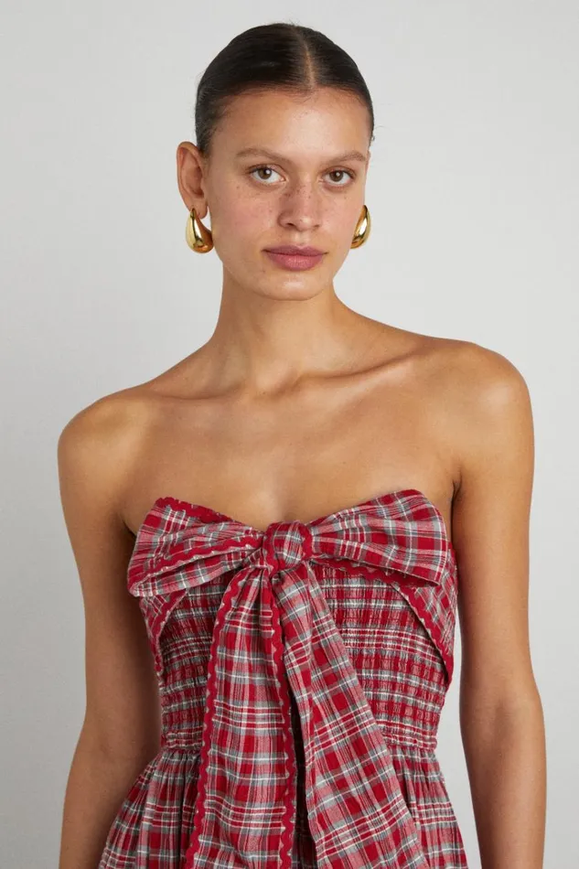 Women Dresses Damson Madder Pia Midi Dress 8211 Red Check