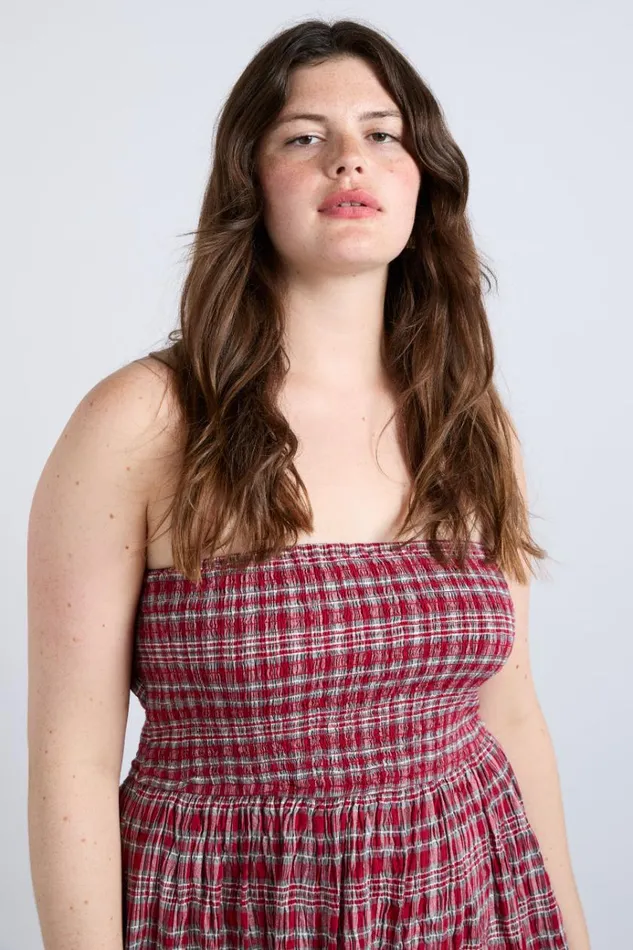 Women Dresses Damson Madder Pia Midi Dress 8211 Red Check